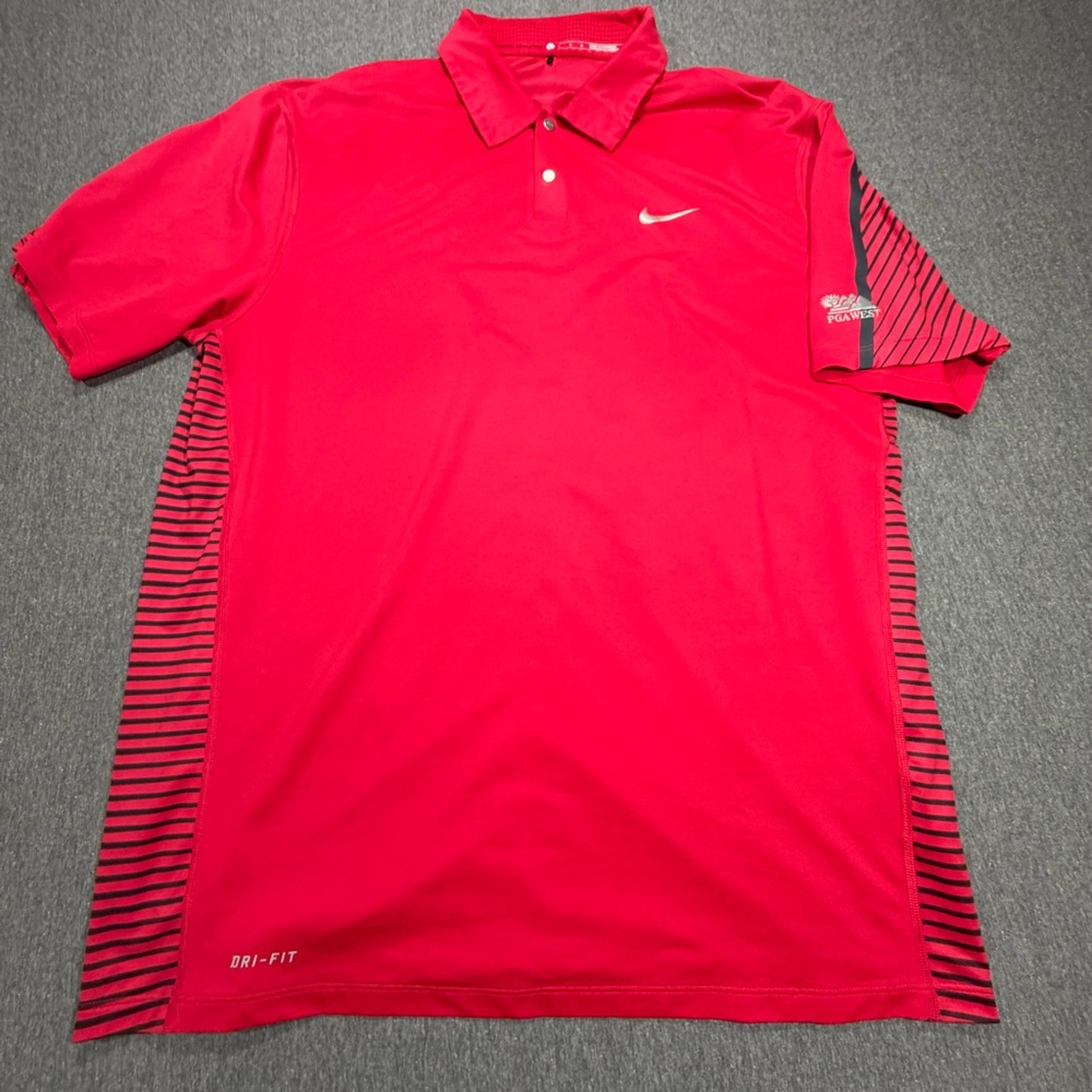 Nike Golf Tiger Woods Collection Men’s Polo Shirt Size Large Red Vented PGA West